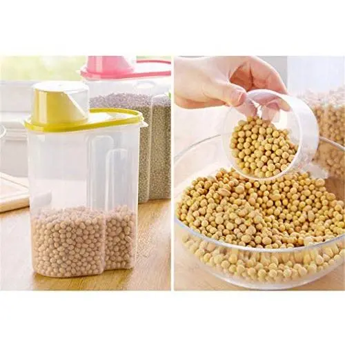 Plastic Food Kitchen Container Sealed Crisper Grains Tank Storage Kitchen Sorting Rice Storage Box Container Jars Green 2.5L
