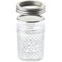 Mason Jars with Glass Lids 6 oz - Nellam Small Canning Jelly Jar Wide Mouth in Quilted Crystal for Airtight Kitchen Storage, Baby Food, Party Favors - Freezer & Microwave Safe - Set of 24, Silver