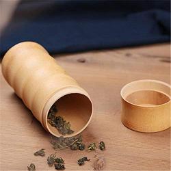 Biback Bamboo Canister, Travel Portable Lightweight Durable Storage Box, Organic Bamboo Container Canister Storage Jar with Swivel Lid for Loose Tea Leaves/Coffee Beans/Nuts/Spices/Seasonings