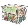 mDesign Metall Küchenregal Lebensmittel Aufbewahrungsbox – Rustikale Grid-Design mit Offener Front für Schränke, Schränke, Regale – Für Kartoffeln, Zwiebeln, Obst – 12 Zoll Breite, 8er Pack – Bronze