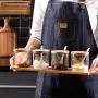 Glas-Gewürzsatz, Küchensalz- und Gewürzsatz mit Holzdeckeln und Messlöffel - Haushalt Gewürzbehälter-Set