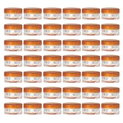 LONGWAY 0.17 Oz (5g) Muticolor Small Plastic Jars with Lids | Mini Empty Lotion Containers - for Travel Cream Samples, Lip Balm & BPA Free (Pack of 42, Orange)