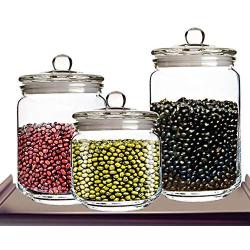 Glass Sealed Jars, Kitchen Household Cereal Containers, Storage Spices/Oatmeal/Beans/Snacks