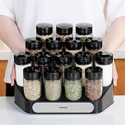 Spice Rack, Kitchen Food Grade Glass Seasoning Box Storage Large Capacity Kitchen Supplies Seasoning Jar Set Kitchen Storage Rack (Color : Silver, Size : One size)