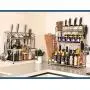 LYNNTLJ Spice Racks,Multi-Layer Stainless Steel Kitchen Seasoning Rack,for Spice Jar and Bottle Storage,Space-Saving/Silver / 50x42cm LYNNTLJ Spice Racks,Multi-Layer Stainless Steel Kitchen Seasoning Rack,for Spice Jar and Bottle Storage,Space-Saving/Silver / 50x42cm