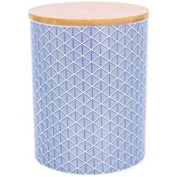 Geometric Design Patterned Porcelain Biscuit Barrel/Canister - Blue