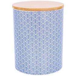 Geometric Design Patterned Porcelain Biscuit Barrel/Canister - Blue