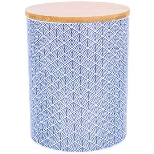 Geometric Design Patterned Porcelain Biscuit Barrel/Canister - Blue