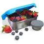 Edelstahltopf & Würgeteichbehälter mit Silikondeckel | Lunchbox | Bento Box | Stapelbare Lagerbox | Portionskontrolle für Snacks & Dressings | 2er Set/Blau