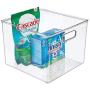mDesign Plastic Food Storage Container Bin with Handles - for Kitchen, Pantry, Cabinet, Fridge/Freezer - Large Organizer for Snacks, Produce, Vegetables, Pasta - BPA Free, 10" Square, 8 Pack - Clear