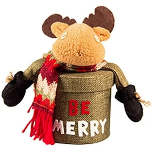 Schneemann-Weihnachts-Süßglas, Highpot Tray + Wolle Weihnachtliche Süßwarenverpackung PET Weihnachts-Süßglas Feiertagsdeko 8,69 Zoll (Armeegrün)