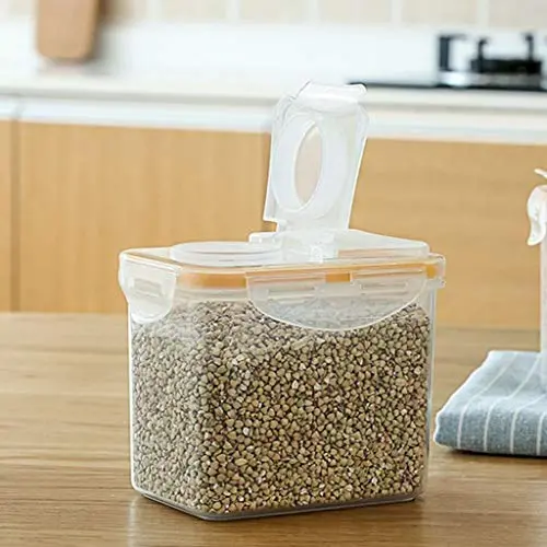 HENWERD Plastic Food Storage Containers Cereal Pasta Flour Food Dispenser Container,Kitchen Supplies Sealing Box (Silver,S) HENWERD Plastic Food Storage Containers Cereal Pasta Flour Food Dispenser Container,Kitchen Supplies Sealing Box (Silver,S)