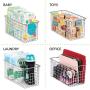 mDesign Farmhouse Decor Metal Wire Food Storage Organizer, Bin Basket with Handles for Kitchen Cabinets, Pantry, Bathroom, Laundry Room, Closets, Garage - 12" x 6" x 6" - 8 Pack - Chrome