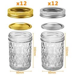 Mason Jars, 8 OZ Mason Jars Canning Jars Jelly Jars With Regular Lids and Bands, Ideal for Jam, Honey, Wedding Favors, Shower Favors, Baby Foods, DIY Magnetic Spice Jars, 24 Pack By SPANLA