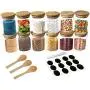 Ensemble de 12 Pots en Verre avec Couvercles en Bambou Naturel et 3 Cuillères en Bambou - Pour la Cuisine à la Maison, Idéal pour le Thé, la Farine, les Biscuits, les Bonbons et les Épices - Petits Récipients de Rangement Airtight pour les Provisions de C Ensemble de 12 Pots en Verre avec Couvercles en Bambou Naturel et 3 Cuillères en Bambou - Pour la Cuisine à la Maison, Idéal pour le Thé, la Farine, les Biscuits, les Bonbons et les Épices - Petits Récipients de Rangement Airtight pour les Provisions de C