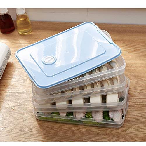 Quaanti Refrigerator Food Dumplings Storage Container Plastic Box with Lockable Airtight Lids,Airtight Kitchen Pantry Bulk Food Storage,Reusable,Stackable,Microwave,Dishwasher,Freezer Safe (Blue)