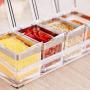 Braceus Clear Seasoning Box, 4 Pieces Acrylic Seasoning Storage Container for Spice Salt Sugar Cruet,Condiment Jars with Serving Spoons