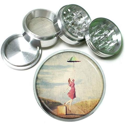 Umbrella Girl Vintage Traveler Aluminum Tobacco Herb Spice Grinder