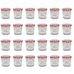 Klean Shop Jam Jars With Lids ? Red Lid Jam Jar Set ? Fruit Mason Jar ? Glass Jam Canning Jars ? DIY 4oz (120ml), 24 Pack Jars- Perfect for Jam Storing, Pickles and Many Other