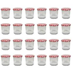 Klean Shop Jam Jars With Lids ? Red Lid Jam Jar Set ? Fruit Mason Jar ? Glass Jam Canning Jars ? DIY 4oz (120ml), 24 Pack Jars- Perfect for Jam Storing, Pickles and Many Other