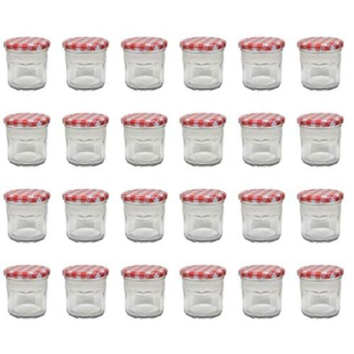 Klean Shop Jam Jars With Lids ? Red Lid Jam Jar Set ? Fruit Mason Jar ? Glass Jam Canning Jars ? DIY 4oz (120ml), 24 Pack Jars- Perfect for Jam Storing, Pickles and Many Other