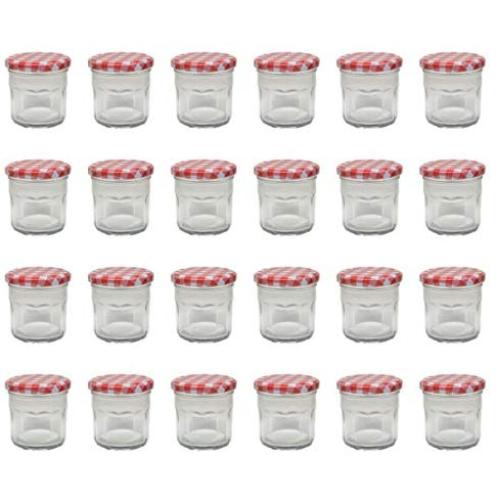 Klean Shop Jam Jars With Lids ? Red Lid Jam Jar Set ? Fruit Mason Jar ? Glass Jam Canning Jars ? DIY 4oz (120ml), 24 Pack Jars- Perfect for Jam Storing, Pickles and Many Other