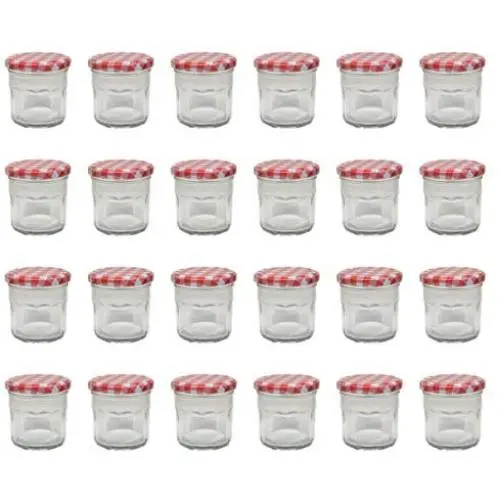 Klean Shop Marmeladengläser mit Deckeln? Rote Deckel Marmeladengläser Set? Frucht Glasgläser? Glas Marmeladengläser für DIY 4oz (120ml), 24er Set – Perfekt für Marmelade, Einmachen und viele weitere Anwendungen