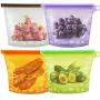 Reusable Silicone Food Bags Food Grade Food Storage Bags Lunch Sandwiches Bags for Vegetable, Fruit, Meat, Milk , Snack - FDA Approved Silicone Bags Ideal for Freeze Steam Heat Sous vide and Microwave