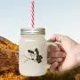 Black Butterfly Style 73 Frosted Glass Mason Jar With Straw Black Butterfly Style 73 Frosted Glass Mason Jar With Straw