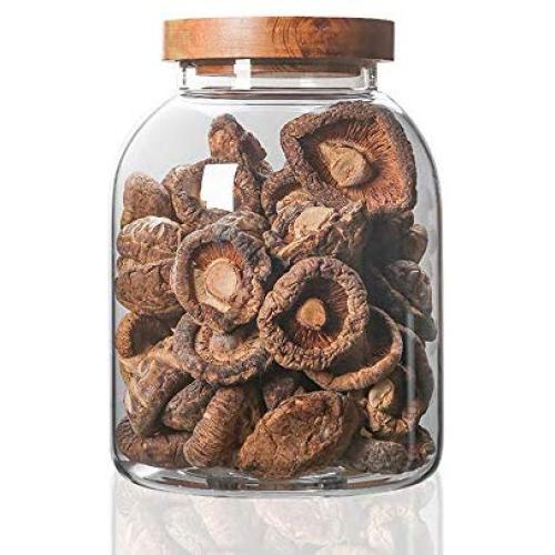 WANGLX ST Glass Bottle Food Storage Jar Heat-Resistant Borosilicate Sealed Cans Dried Fruit Sealed Bottle Wooden Lid Storage Tank, Good Sealing, Transparent