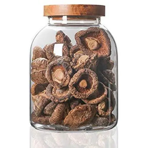 WANGLX Glasbehälter Lebensmittel Lagerglas Heat-Resistant Borosilikat Auslaufdichtungen Trockenfrüchtebehälter mit Holzdeckel, Gute Abdichtung, Transparent