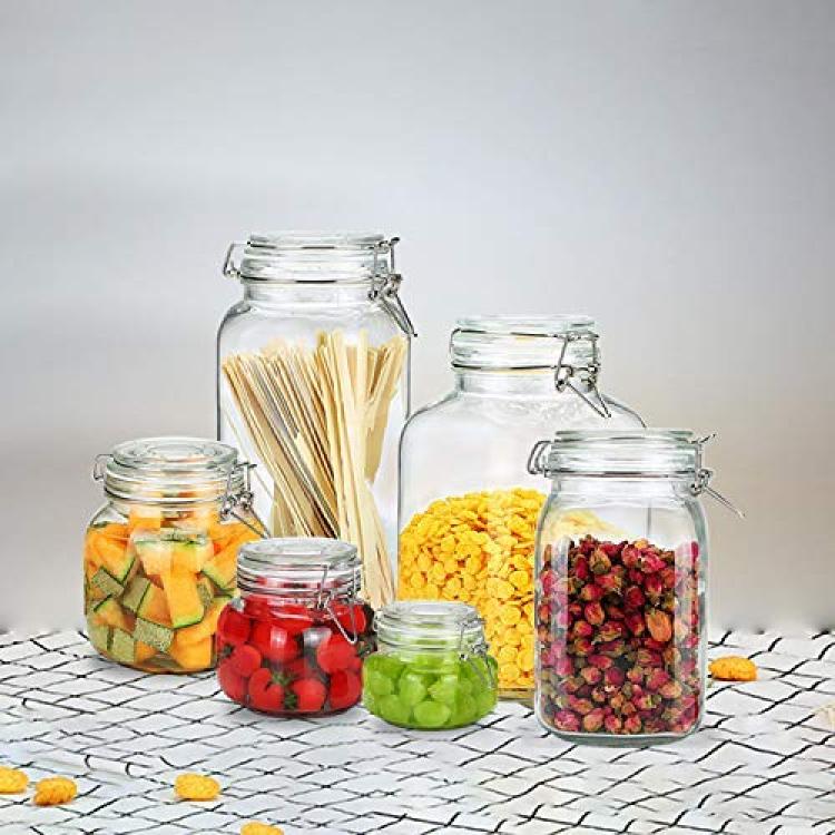 Kitchen Storage Containers With Lids Set of 6 Kitchen Canisters-Cookie,  oatmeal, fruit, Rice and Spice