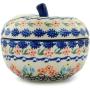 Polish Pottery 5?-inch Apple Shaped Jar (Fanciful Ladybug Theme) + Certificate of Authenticity