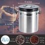DEBON Airtight Coffee Canister, Stainless Steel Container for the Kitchen, Coffee Ground Vault Jar With One Way Co2 Valve And Scoop, Tea Coffee Sugar storage, Extra Coffee Spoon, 16 oz