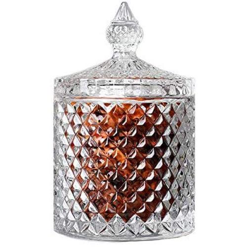 Danmu 1Pc Clear Glass Jars, Glass Storage Jars, Food Storage Jars, Candy Jar with Lid, Cookie Jar, Jewelry Box Buffet Jar Biscuit Containers (600 ml / 20 oz)