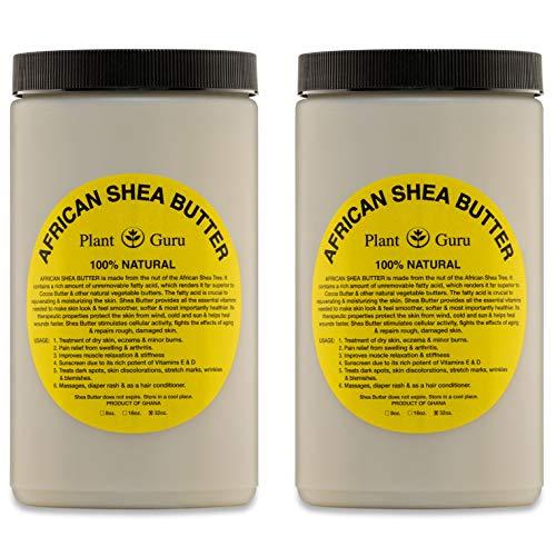 Raw African Shea Butter 32 oz (2 Pack) Bulk Unrefined Grade A 100% Pure Natural Ivory / White From Ghana DIY Crafts, Body, Lotion, Cream, lip Balm, Soap Making, Eczema, Psoriasis And Aid Stretch Marks