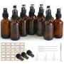 Glass Spray Bottles, ESARORA 12 Pack 2oz Amber Glass Spray Bottle Set Fit for Essential Oils - Cleaning Products - Aromatherapy