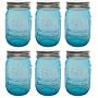 Sunshine Mason Co. Pint Regular Mouth Glas Jarren Vintage Blau Farbe mit Silber Deckel 6 Pack