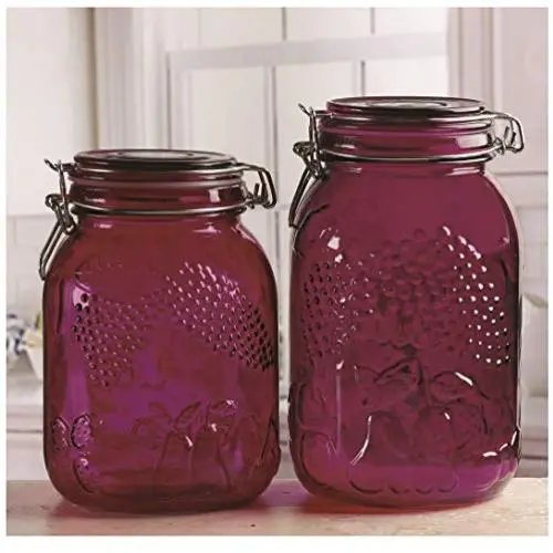 Ensemble de bocaux en verre Circleware Violet Orchard 2 pièces avec couvercle hermétique, 53 oz, 64 oz (7,5”, 8,5”) Ensemble de bocaux en verre Circleware Violet Orchard 2 pièces avec couvercle hermétique, 53 oz, 64 oz (7,5”, 8,5”)