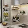 Wall Mounted Spice Jar Rack,304 Stainless Steel Bottle Shelf Organizer Storage Holder DIY Rotatable Corner Wall Shelves