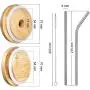 4 Pieces Regular Mouth Jar Lids, 4 Pieces Regular Mouth Jar Lids with Straw Hole, 2 Piece Reusable Stainless Steel Straw, Cleaning Brush and Velvet Bag Compatible with Regular Mouth Mason Jar