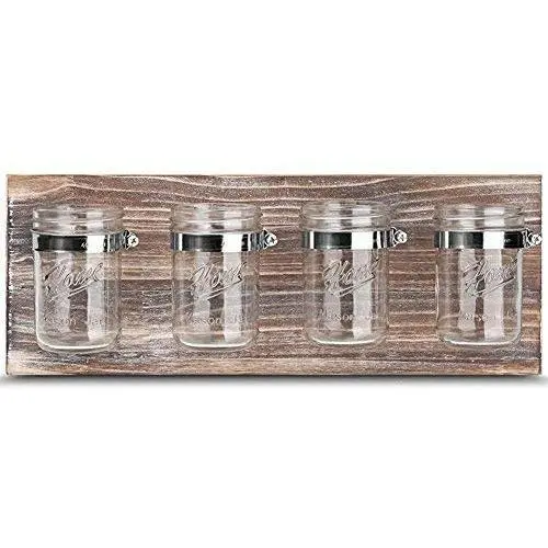 Mason Jar Organizer, Office Farmhouse Bathroom Kitchen Storage, Mason Jar Wall Decor Planter Caddy Organizer with Brown Holder
