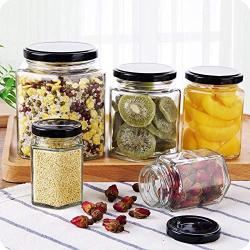 HOMELUNY Pack of 10 Kitchen Food Storage Box Cereal Storage Jars Plastic Glass with Lids Airtight Jars for Candy, Cookie, Rice, Sugar,Flour,Snacks Keeping Food Dry & Fresh 100ML