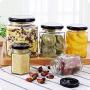 HOMELUNY Pack of 10 Kitchen Food Storage Box Cereal Storage Jars Plastic Glass with Lids Airtight Jars for Candy, Cookie, Rice, Sugar,Flour,Snacks Keeping Food Dry & Fresh 100ML