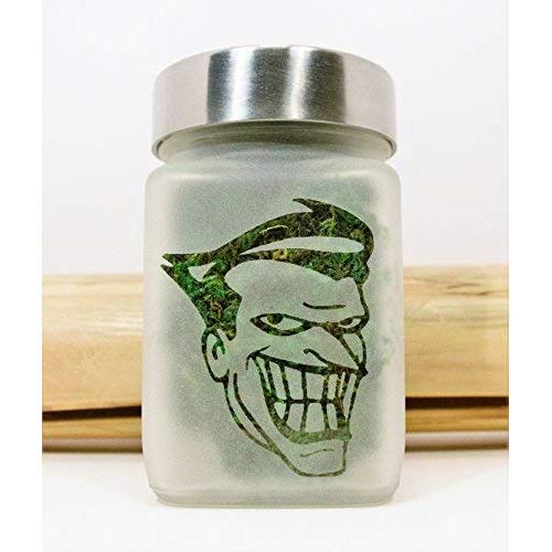 Small Stash Jar with Smiling Clown Design, Airtight and Smell Resistant Herb Storage - 3" Tall x 2" Wide. Perfect For Gifting