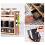 QETU Ceramic Spice Jars Containers Suit, Pepper, Salt, Chili Tank Containers with Lids, Three-Tier Kitchen Sealed jar Storage Rack