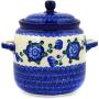 Polish Pottery Jar with Lid and Handles 6-inch Blue Poppies