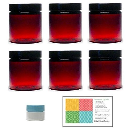Amber 8 Ounce Plastic Jars with Black Lids (6 pk) with Mini Jar - Round Refillable Containers