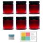 Amber 8 Ounce Plastic Jars with Black Lids (6 pk) with Mini Jar - Round Refillable Containers