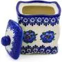 Polish Pottery 4?-inch Jar with Lid (Blue Flower Halo Theme) Signature UNIKAT + Certificate of Authenticity